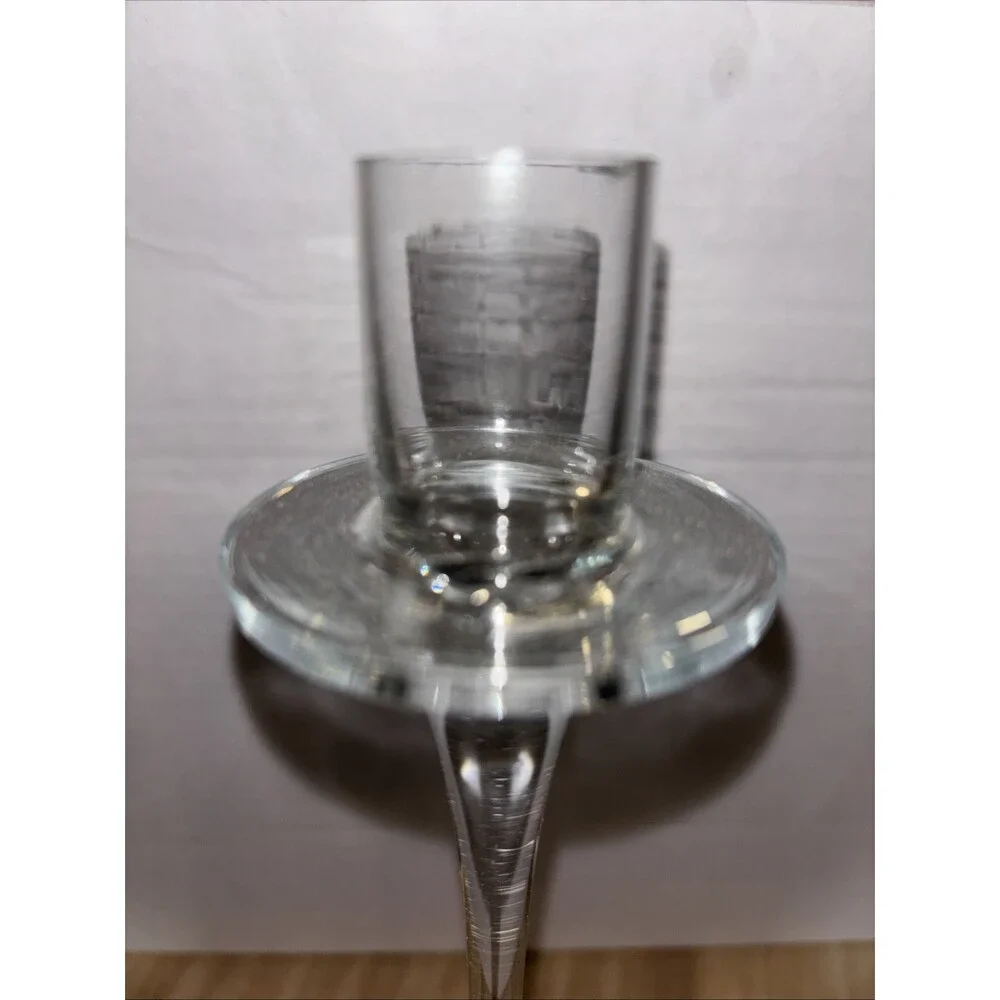 Vintage International Silver Co Clear Glass Long Stem Candle Holders Set of 3